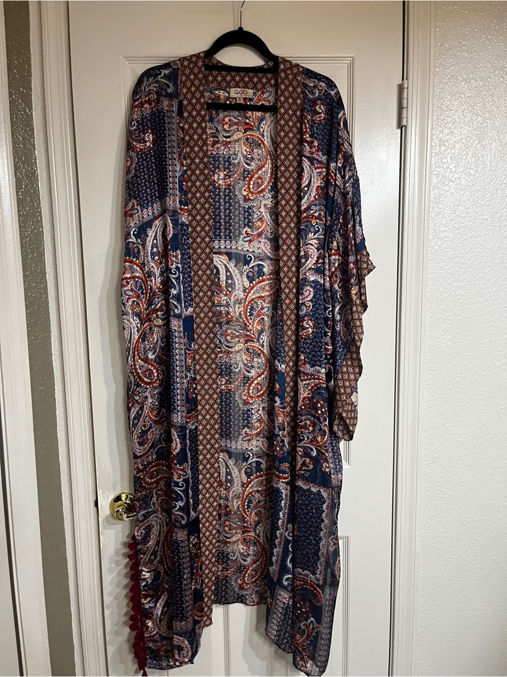 Gigio Navy, Rust & Cream Paisley Duster Kimono